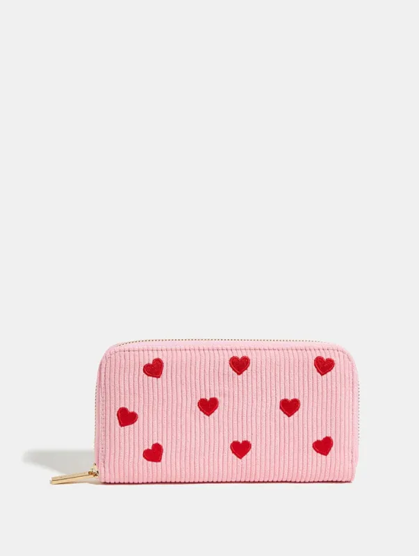 Love Heart Embroidered Long Purse sold by Skinnydip London