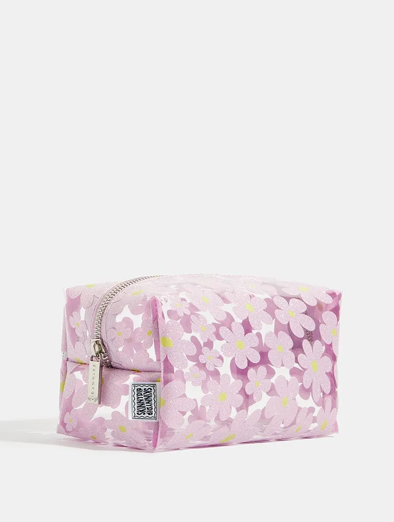 Warped Lilac Glitter Flower Makeup Bag sold by Skinnydip London product image thumbnail 5