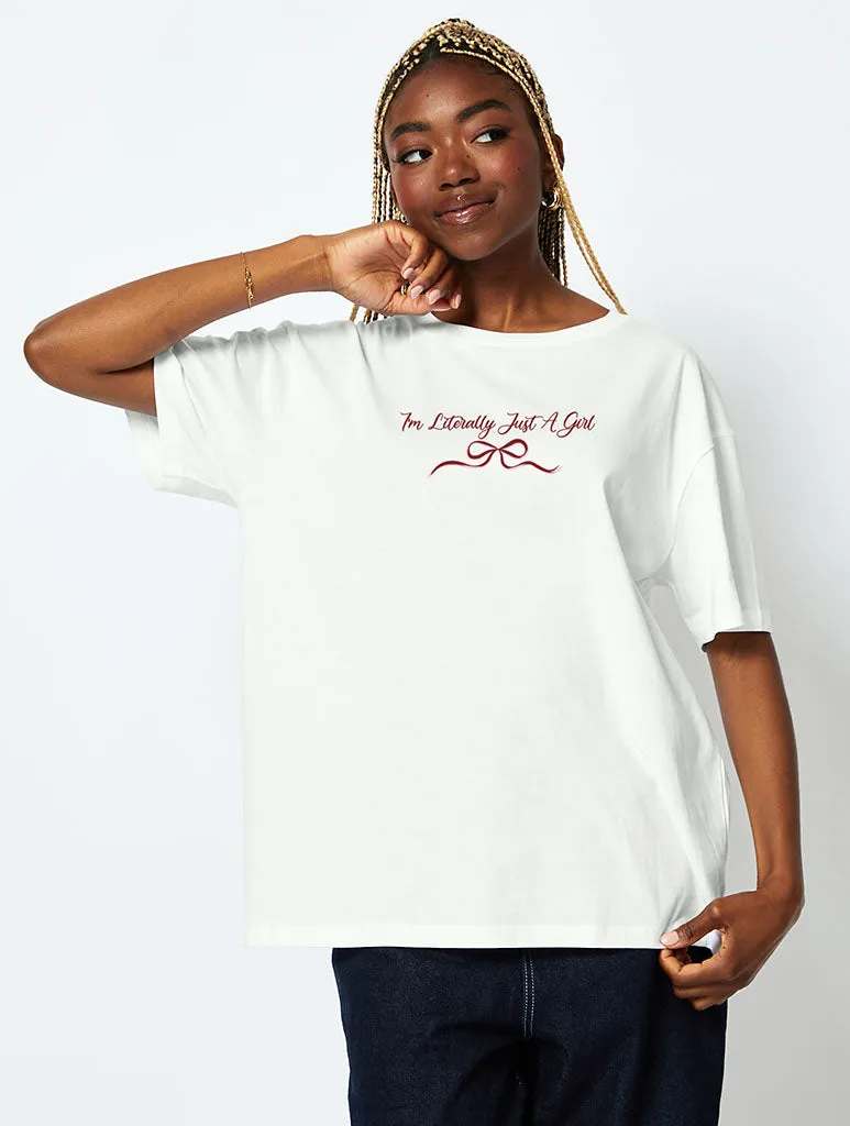 I'm Literally Just A Girl T-Shirt In Ecru sold by Skinnydip London product image thumbnail 2