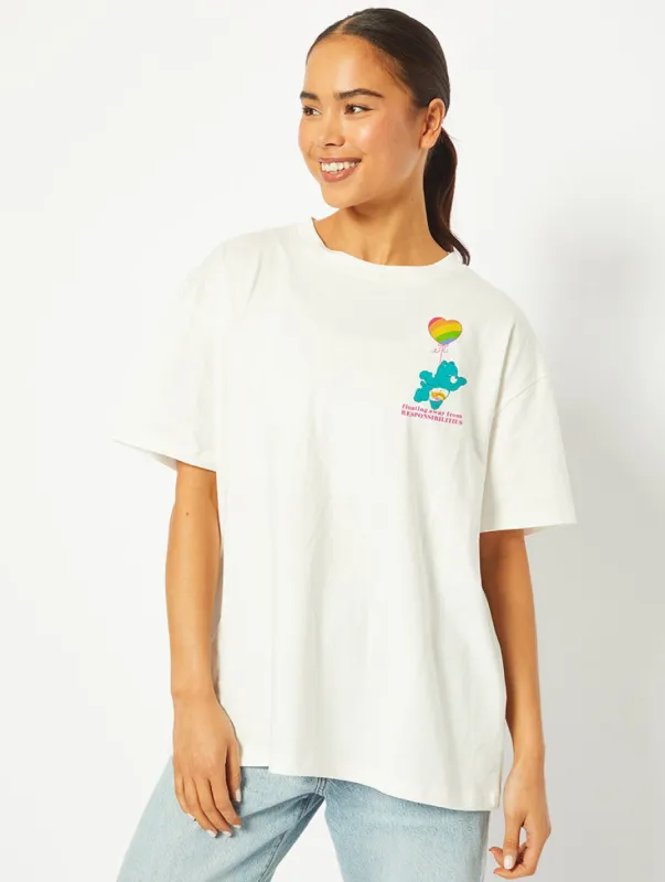 Care Bears Floating Away T-Shirt in Ecru sold by Skinnydip London