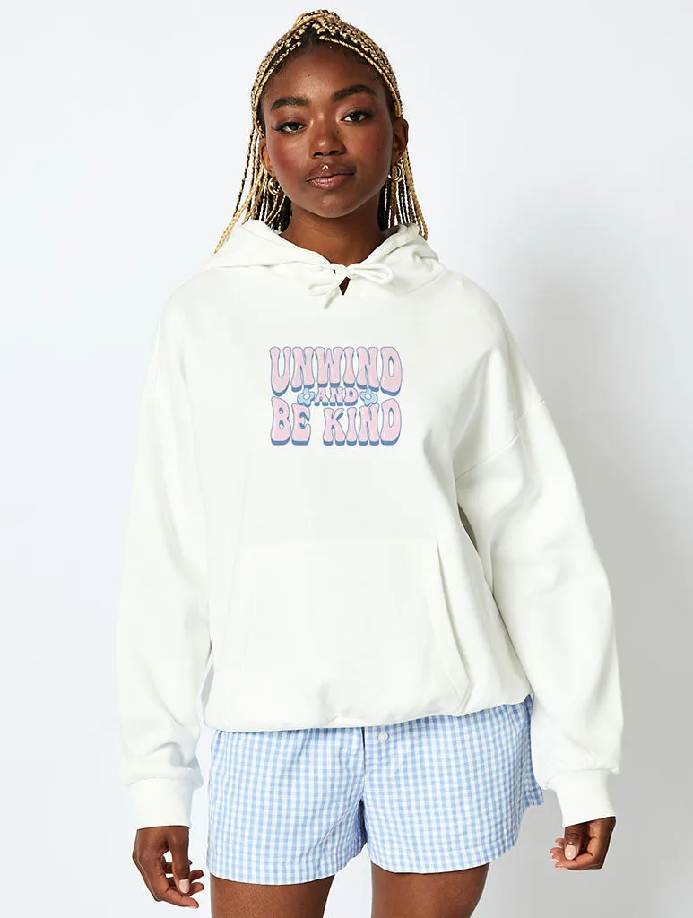 Unwind And Be Kind Hoodie In Ecru sold by Skinnydip London product image thumbnail 2