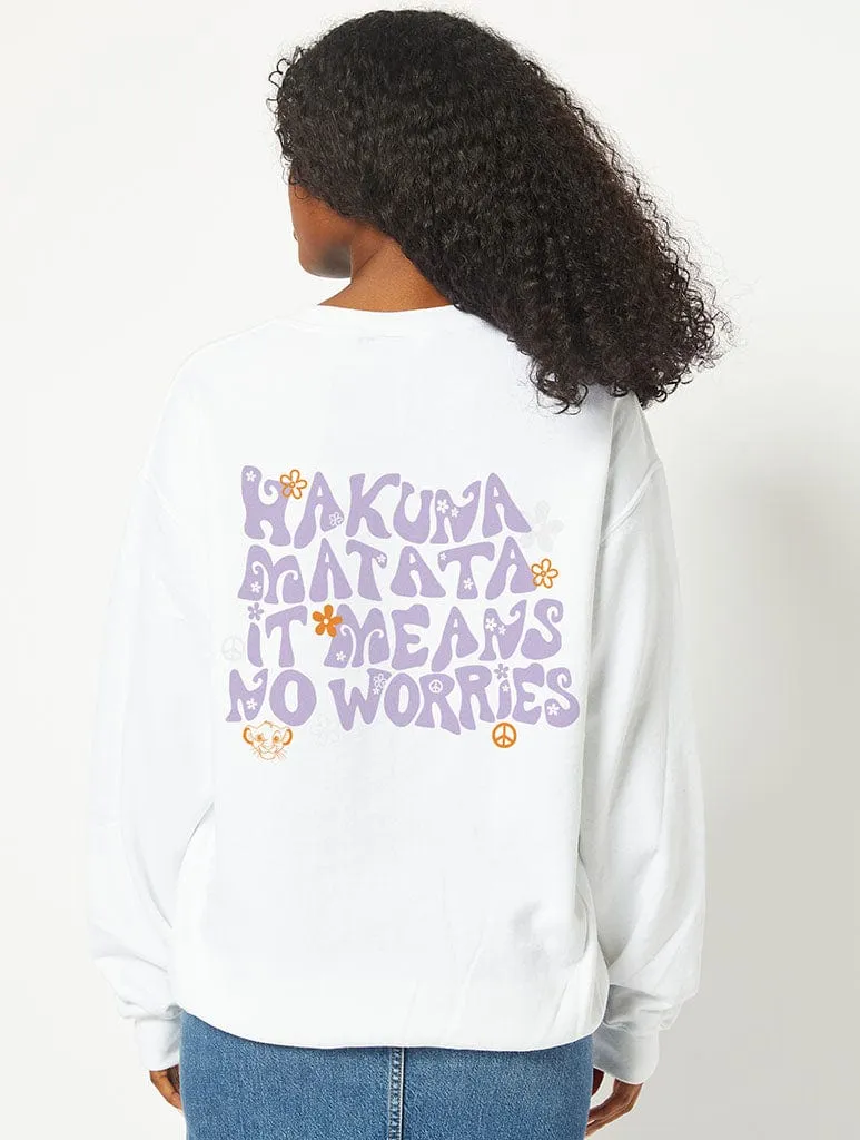 Disney Hakuna Matata Sweatshirt in White sold by Skinnydip London