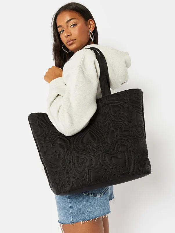 Alexa Heart Quilt Tote Bag sold by Skinnydip London
