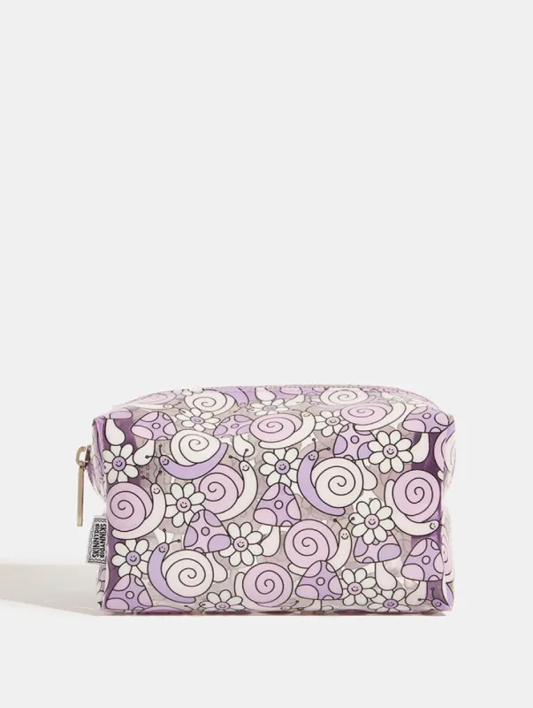 Lilac Snail Makeup Bag sold by Skinnydip London
