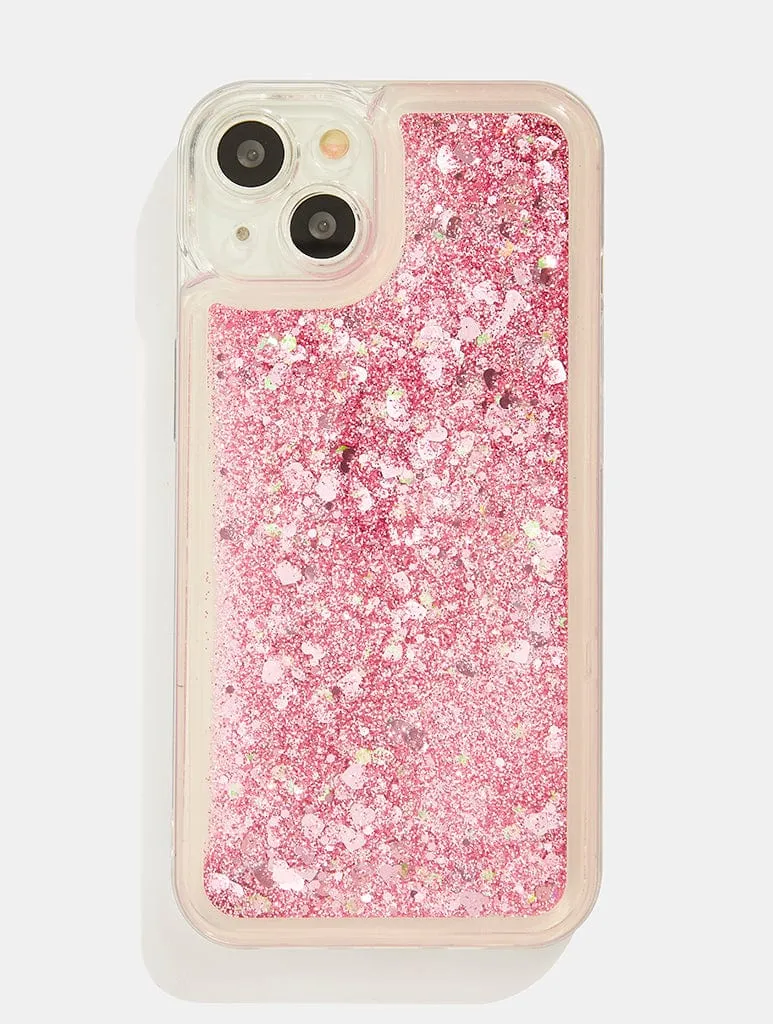 Pink Glitter Liquid Filled Case sold by Skinnydip London