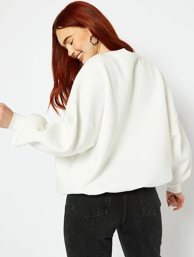 Disney Vintage Style Stitch Graphic Oversized Sweatshirt In Cream sold by Skinnydip London product image thumbnail 3