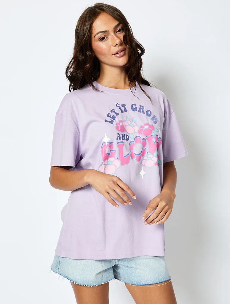 Let It Grow And Glow T-Shirt in Lilac sold by Skinnydip London product image thumbnail 2