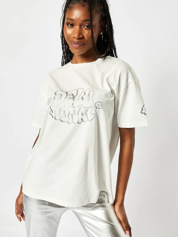 Delusional Oversized T-Shirt in Ecru made by Skinnydip London