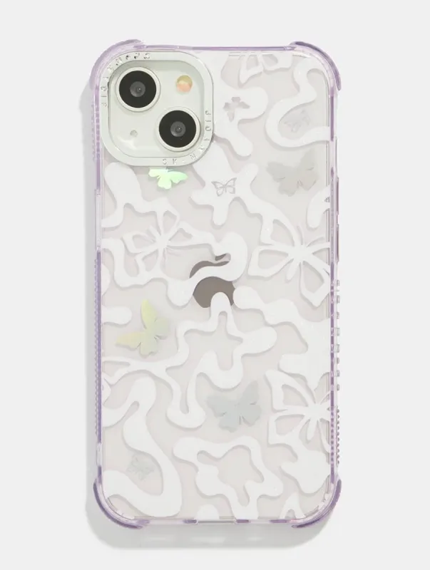 Lilac Butterfy Swirl Shock Case sold by Skinnydip London