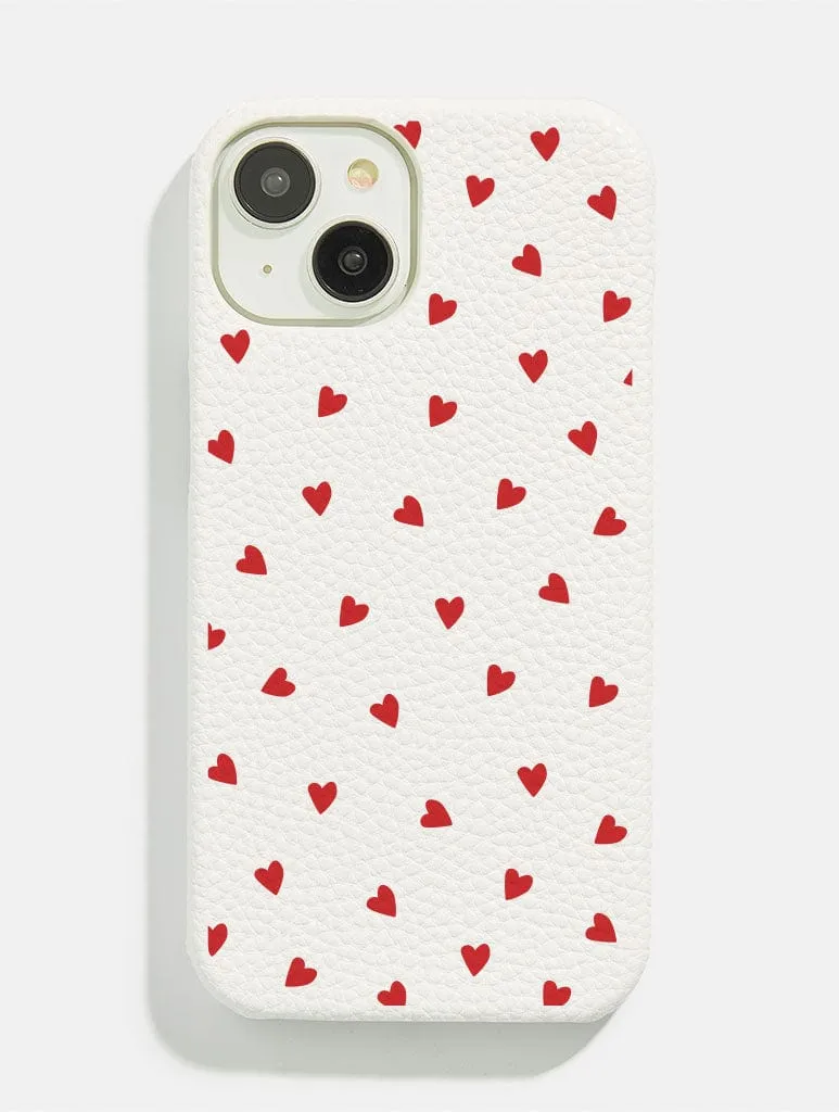 White Ditsy Hearts Vegan Leather iPhone Case sold by Skinnydip London