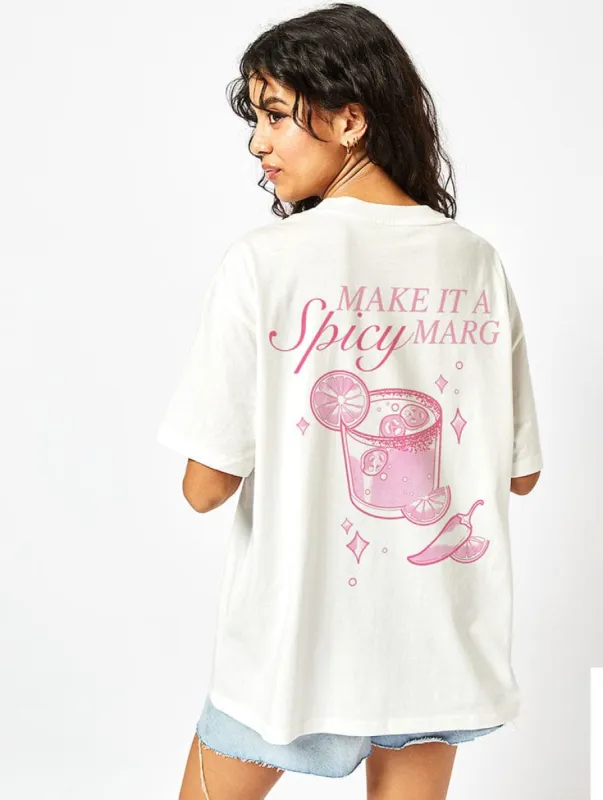 Spicy Margs T-Shirt in Ecru sold by Skinnydip London