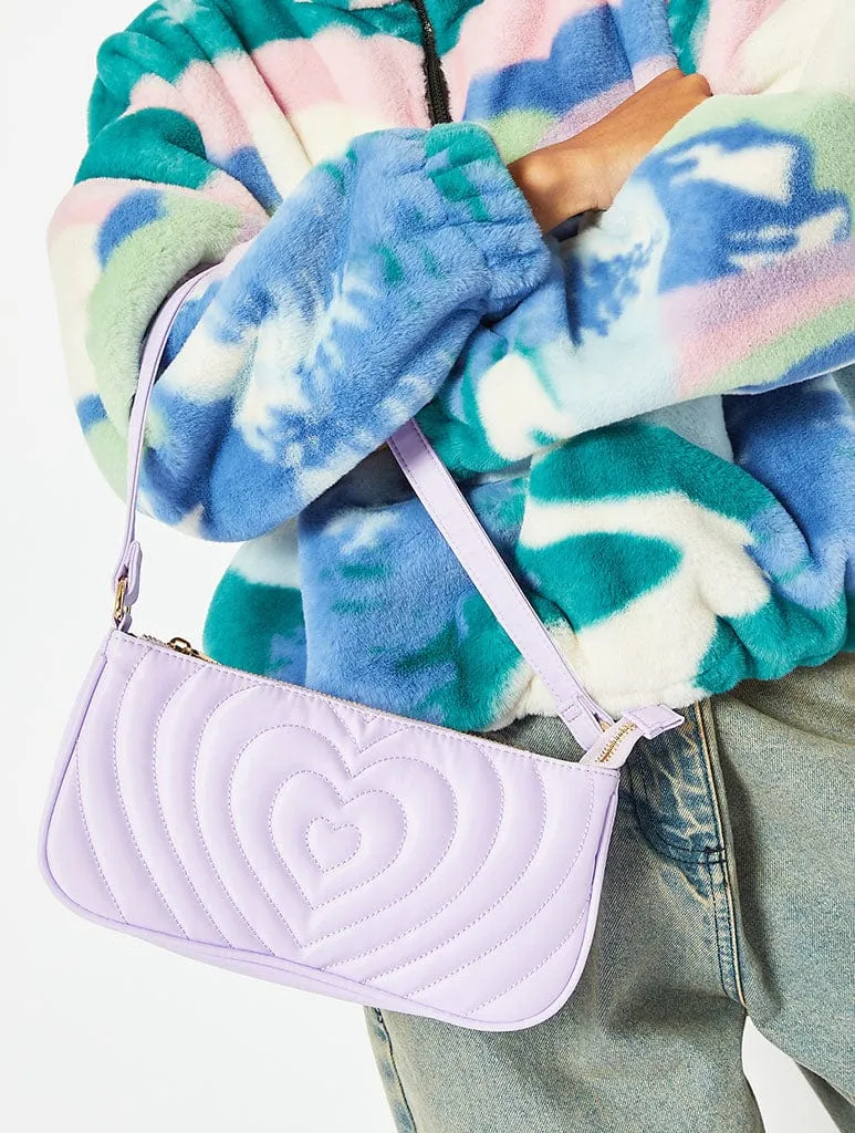 Amber Lilac Heart Quilt Shoulder Bag sold by Skinnydip London