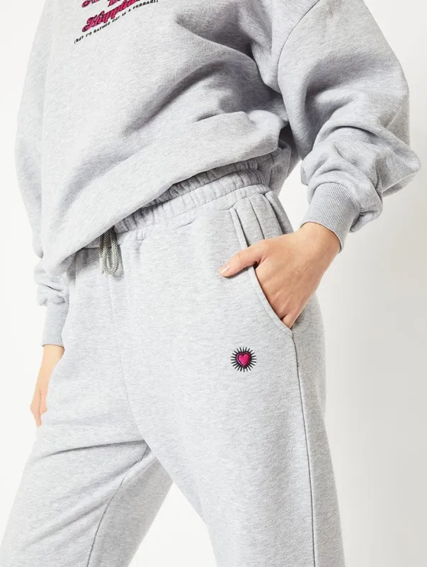 Heart Embroidered Sweat Joggers in Grey sold by Skinnydip London