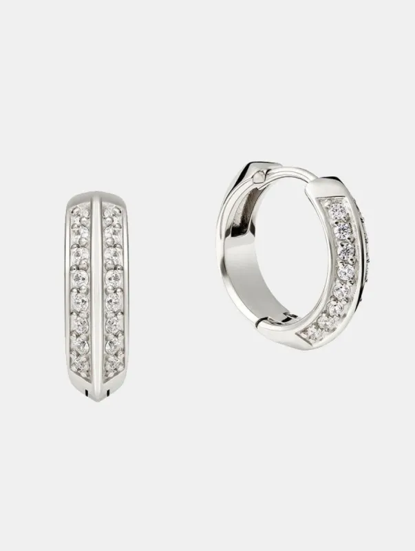 Metal Morphosis Double Zirconia Hoops In Silver sold by Skinnydip London