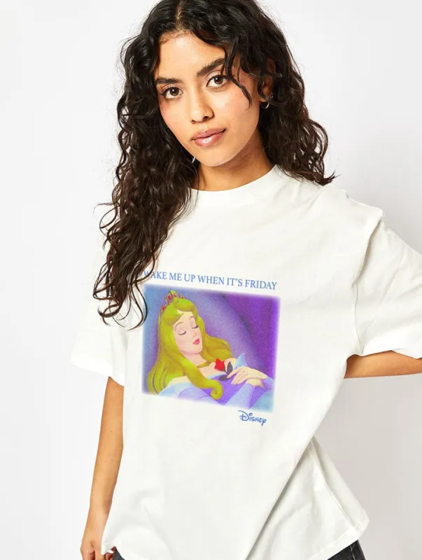 Disney Sleeping Beauty Meme T-Shirt In Ecru sold by Skinnydip London