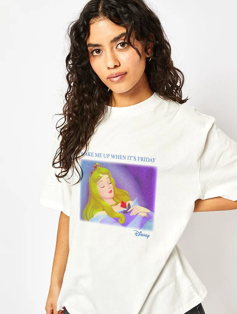 Disney Sleeping Beauty Meme T-Shirt In Ecru sold by Skinnydip London