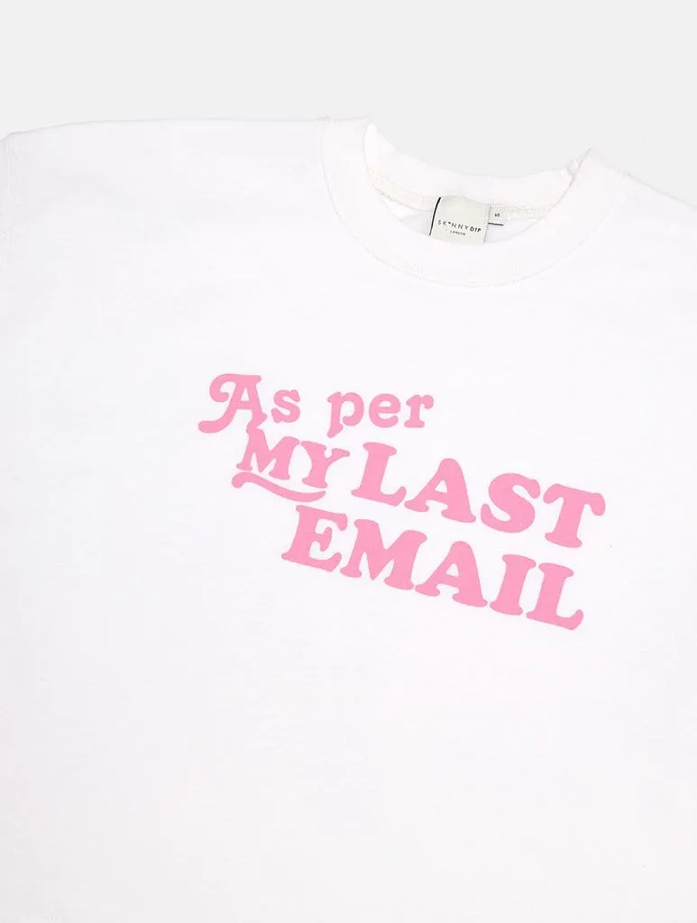 As per White Cropped Sweatshirt sold by Skinnydip London