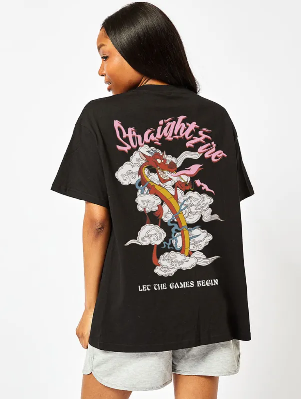 Disney Mushu Let The Games Begin T-Shirt In Black sold by Skinnydip London