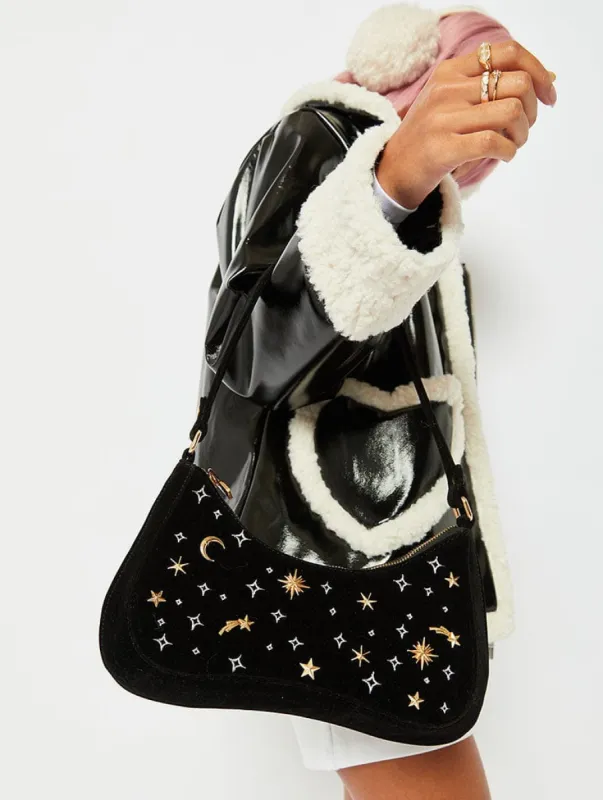 Kiera Celestial Velvet Shoulder Bag sold by Skinnydip London