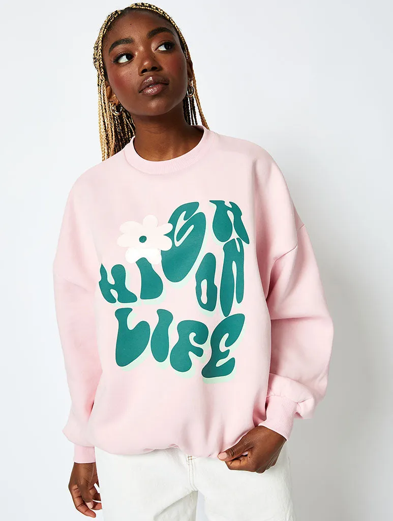 High On Life Sweatshirt in Pink sold by Skinnydip London product image thumbnail 5