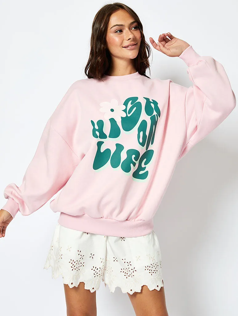 High On Life Sweatshirt in Pink sold by Skinnydip London product image thumbnail 2