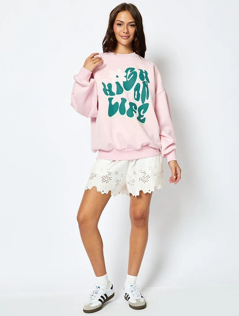 High On Life Sweatshirt in Pink sold by Skinnydip London product image thumbnail 4