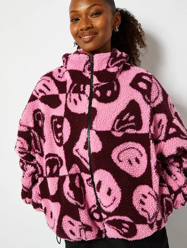 Happy Face Borg Fleece Jacket sold by Skinnydip London product image thumbnail 5