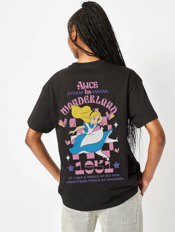 Disney Alice in Wonderland T-Shirt in Black sold by Skinnydip London