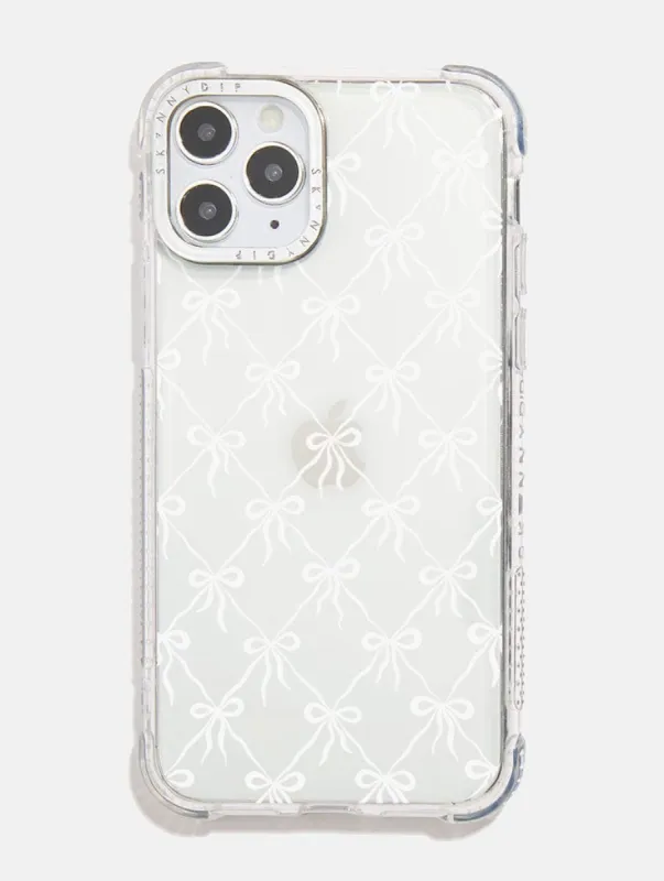 Quilted Bow White Shock iPhone Case sold by Skinnydip London