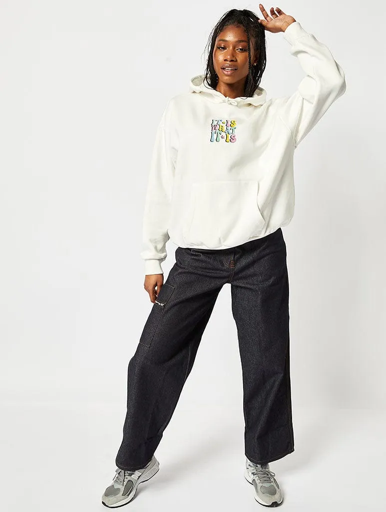 It Is What It Is Ecru Oversized Hoodie sold by Skinnydip London product image thumbnail 4