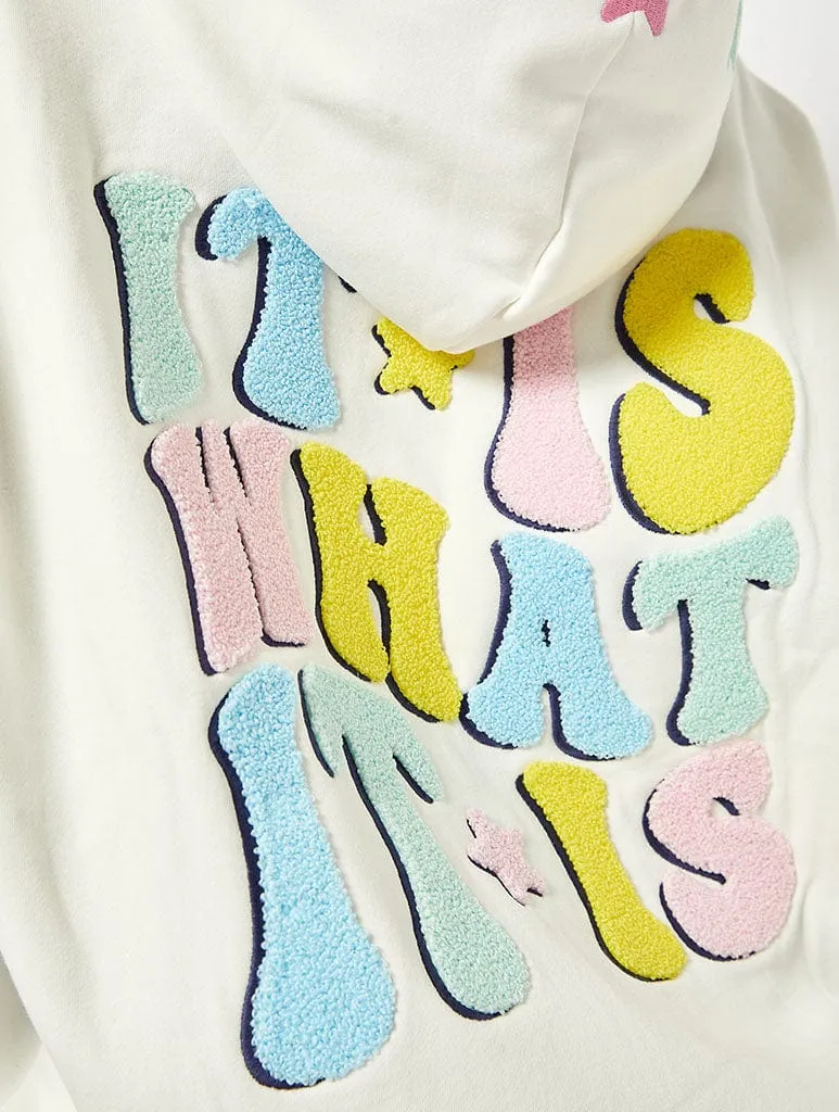 It Is What It Is Ecru Oversized Hoodie sold by Skinnydip London product image thumbnail 3