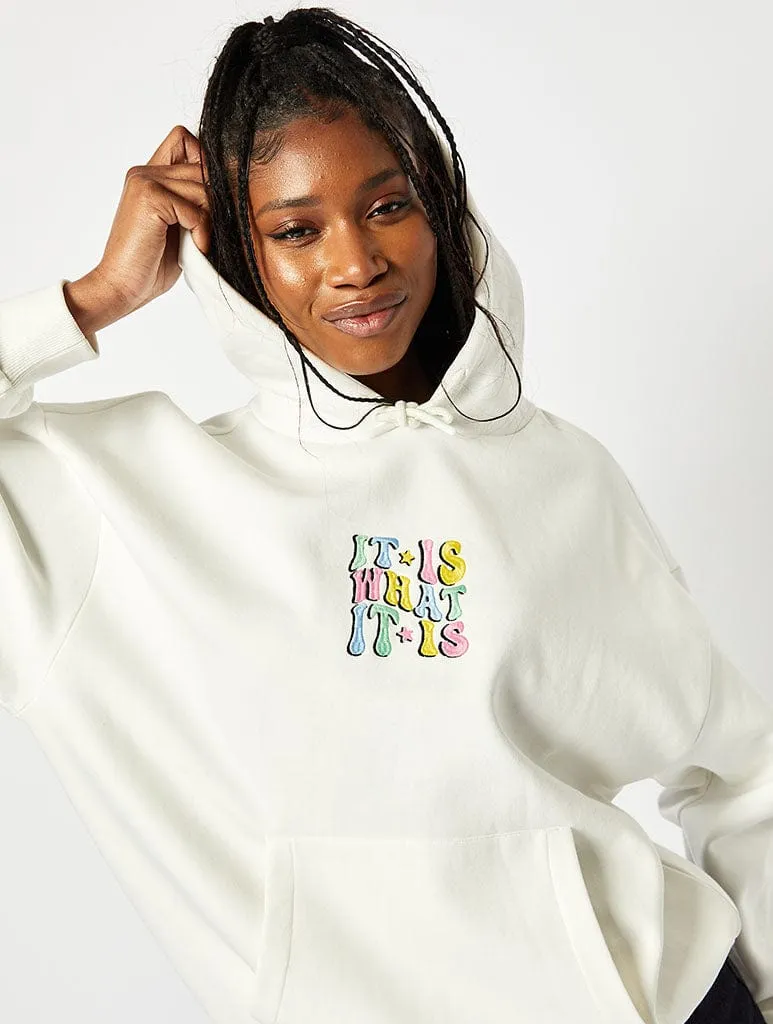 It Is What It Is Ecru Oversized Hoodie sold by Skinnydip London product image thumbnail 2