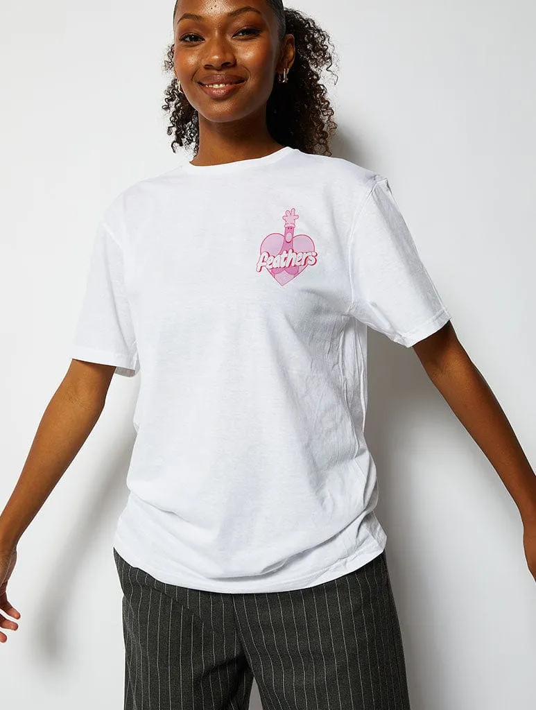 Wallace & Gromit Feathers White T-Shirt sold by Skinnydip London product image thumbnail 3