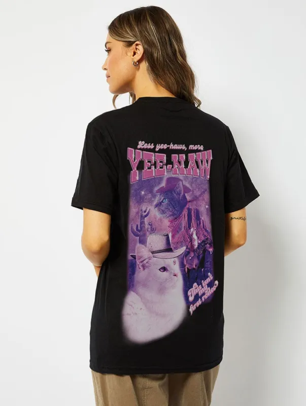 Howdy Cats T-Shirt in Black made by Skinnydip London
