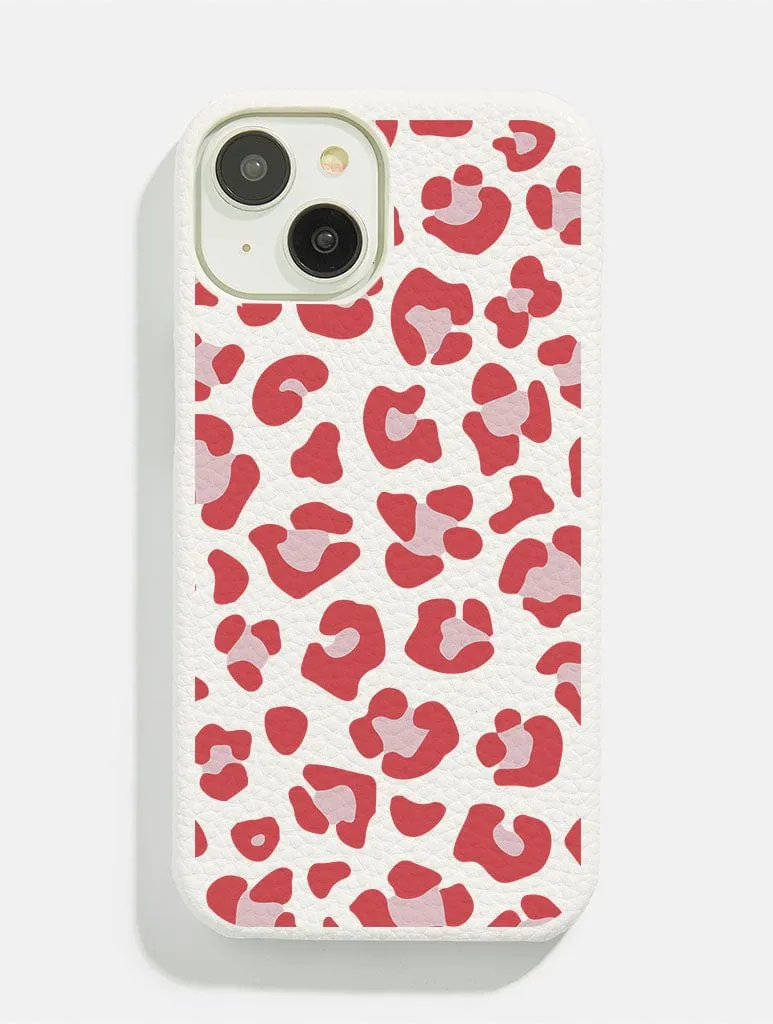 Red & Pink Leopard Print Vegan Leather iPhone Case sold by Skinnydip London