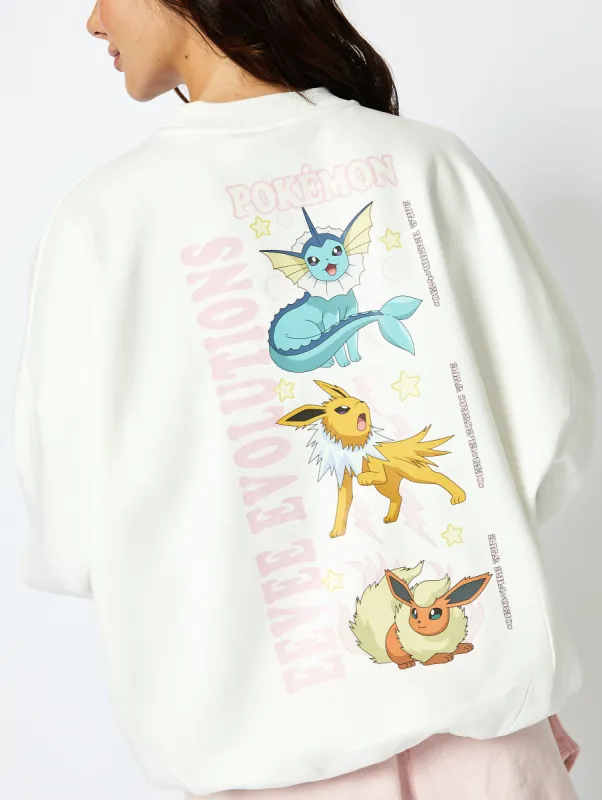 Pokemon Eeveelutions Sweatshirt in Ecru sold by Skinnydip London
