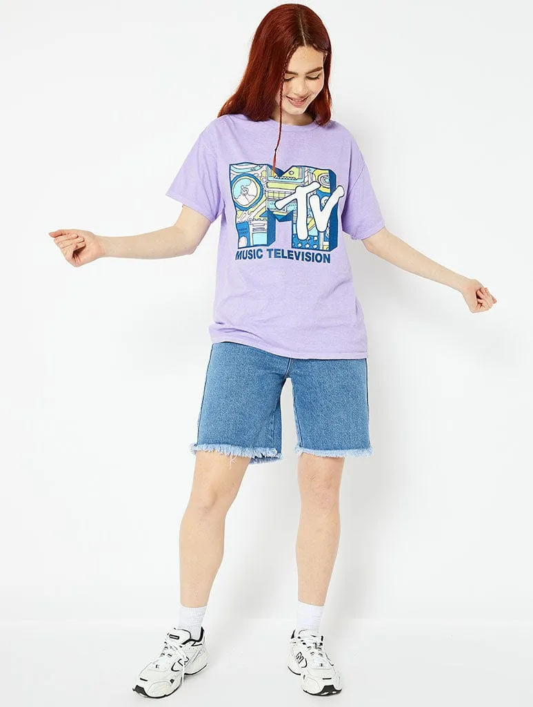MTV Graphic T-Shirt in Lilac sold by Skinnydip London product image thumbnail 4