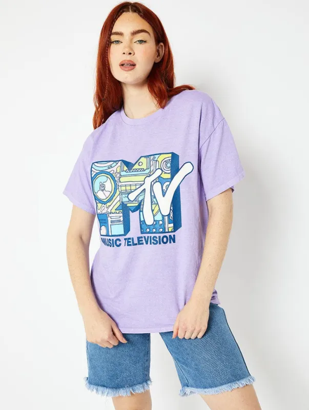 MTV Graphic T-Shirt in Lilac sold by Skinnydip London