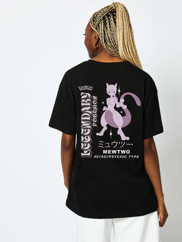 Pokemon #150 Mewtwo T-Shirt in Black sold by Skinnydip London