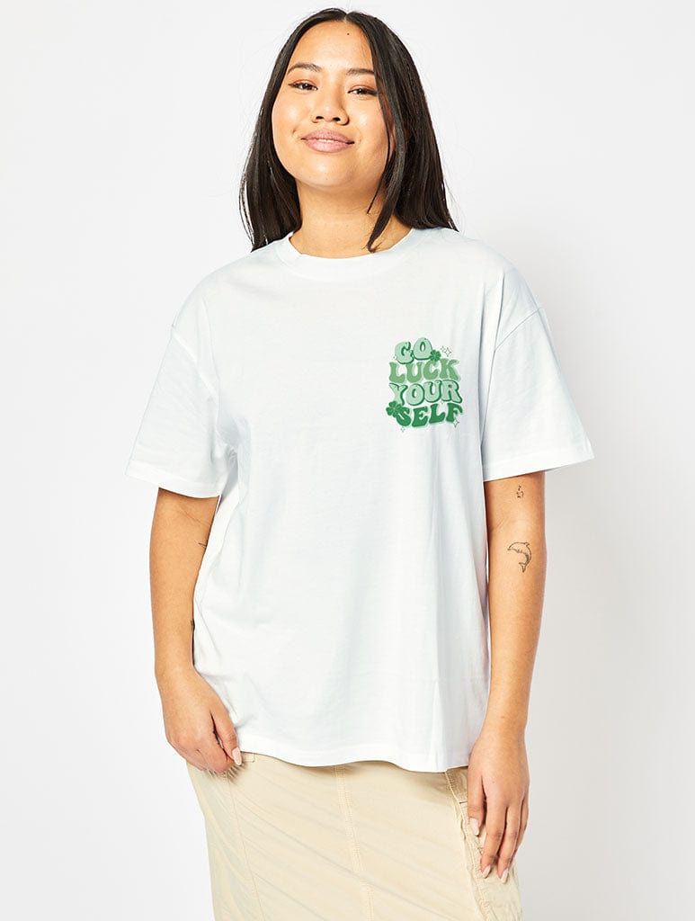 Go Luck Yourself T-Shirt In White sold by Skinnydip London product image thumbnail 2