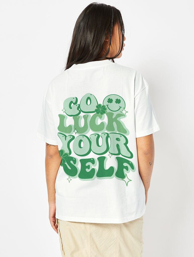 Go Luck Yourself T-Shirt In White sold by Skinnydip London