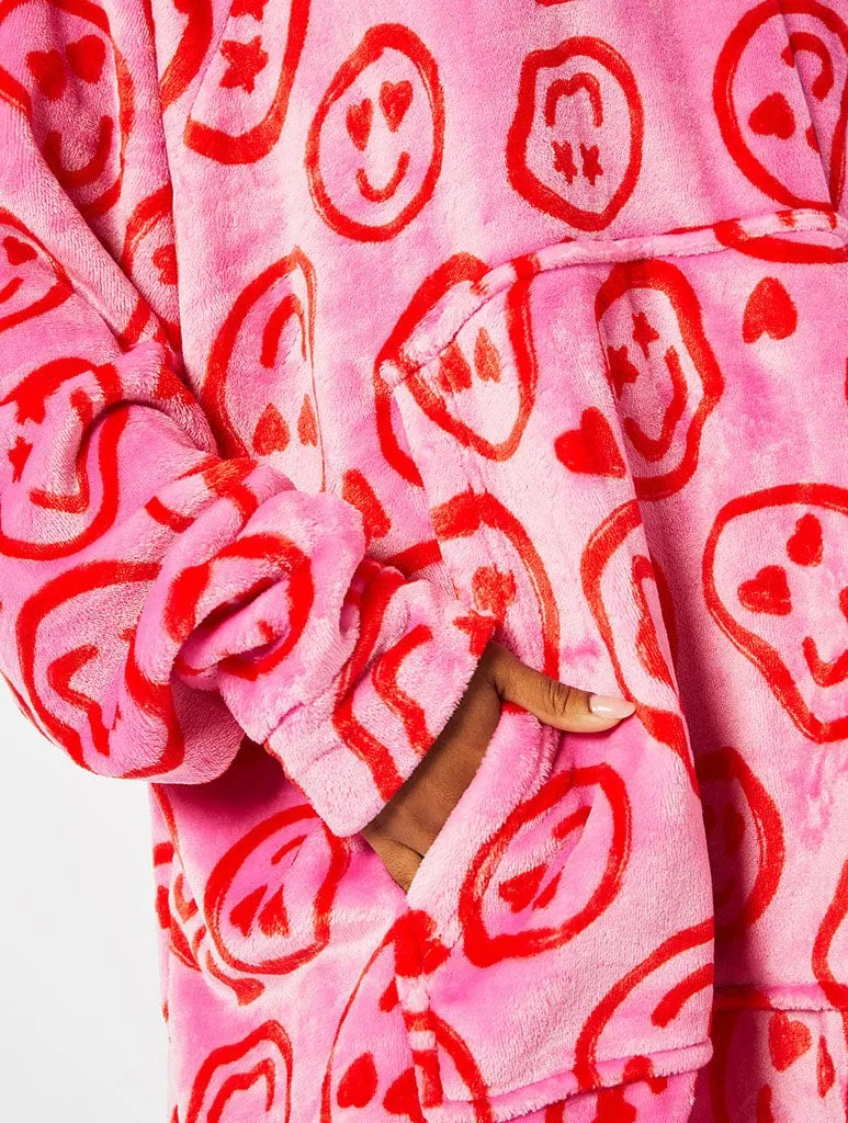 Happy Face Fleece Blanket Hoodie sold by Skinnydip London product image thumbnail 4