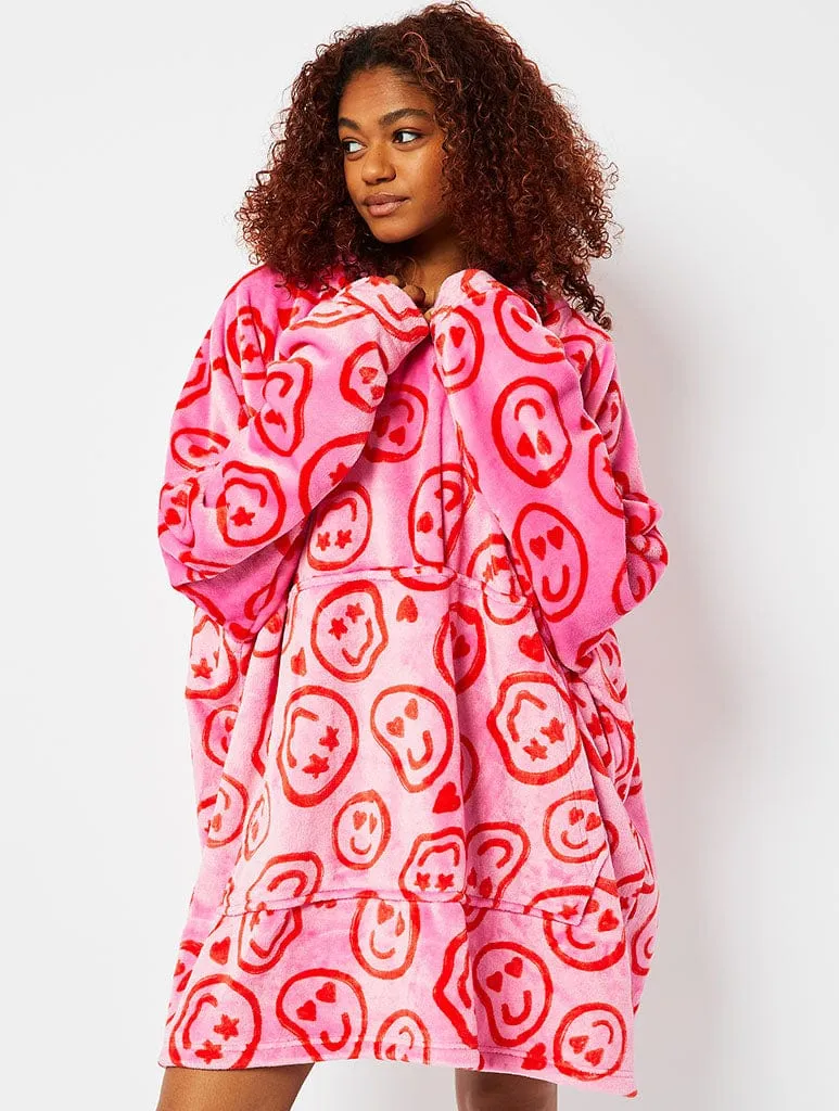 Happy Face Fleece Blanket Hoodie sold by Skinnydip London