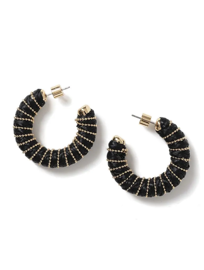 Liars & Lovers Raffia Wrapped Black Hoop Earrings sold by Skinnydip London product image thumbnail 3