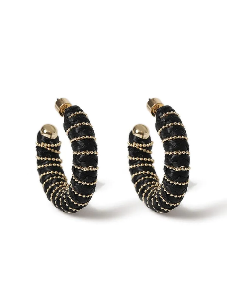 Liars & Lovers Raffia Wrapped Black Hoop Earrings sold by Skinnydip London product image thumbnail 2