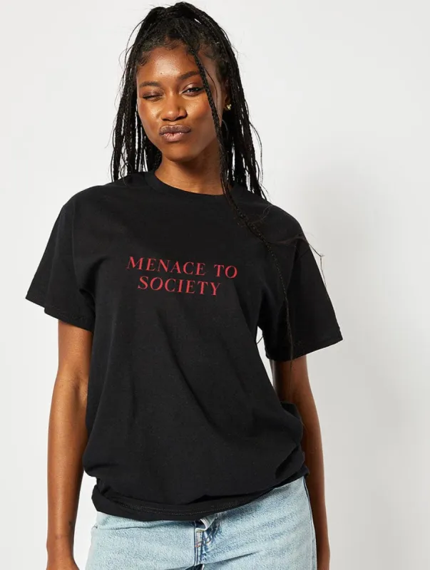 Menace To Society T-Shirt In Black sold by Skinnydip London