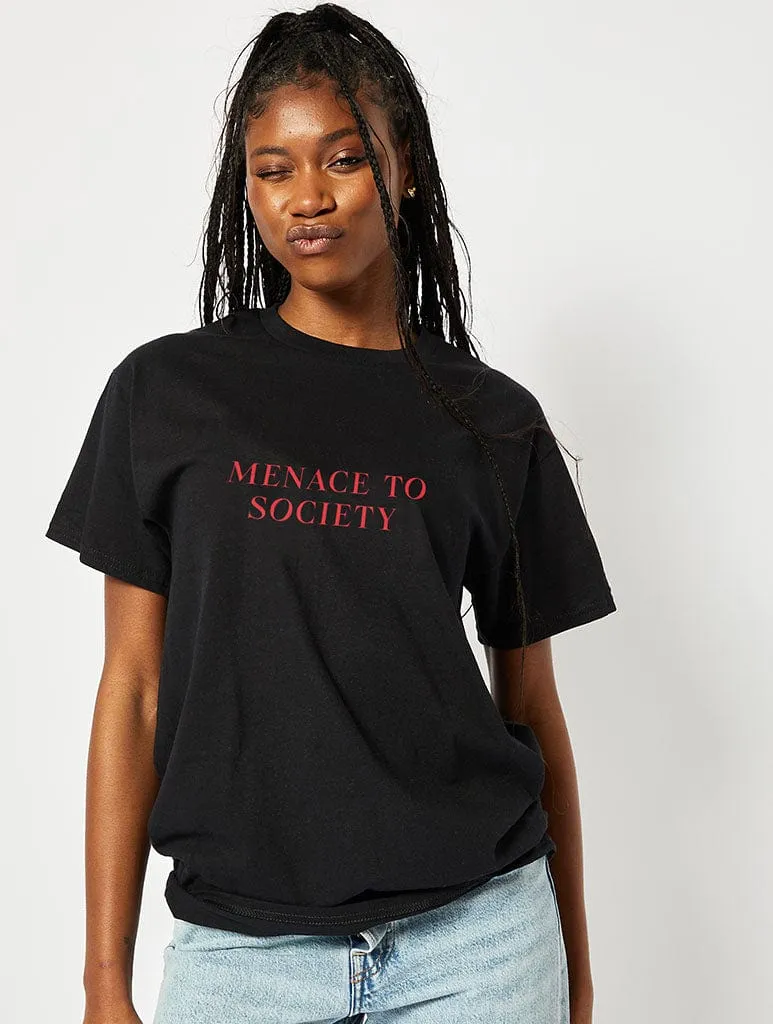 Menace To Society T-Shirt In Black sold by Skinnydip London