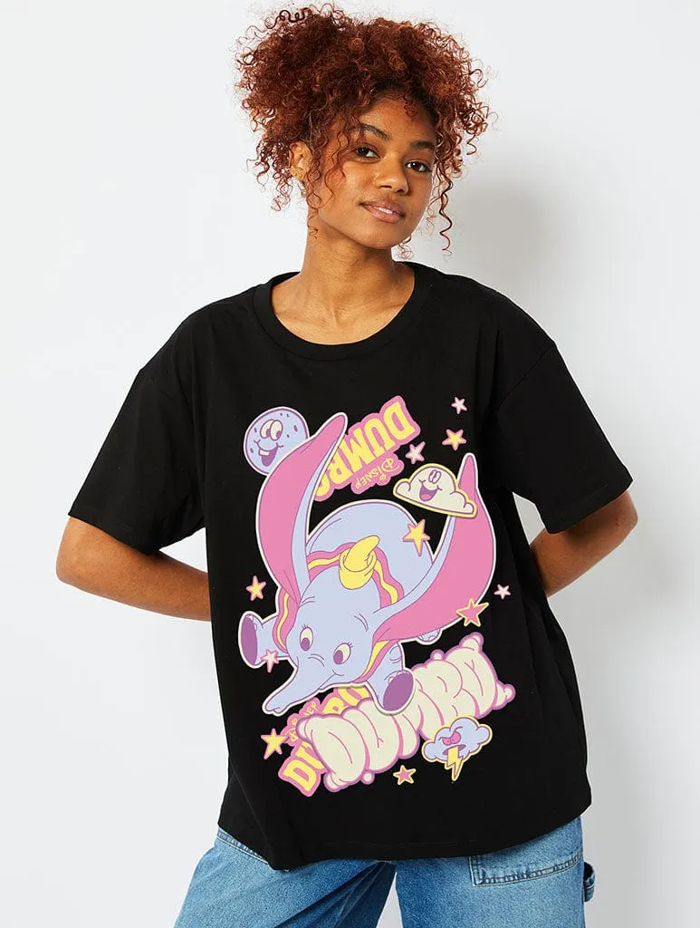 Disney Dumbo Graphic T-Shirt in Black sold by Skinnydip London