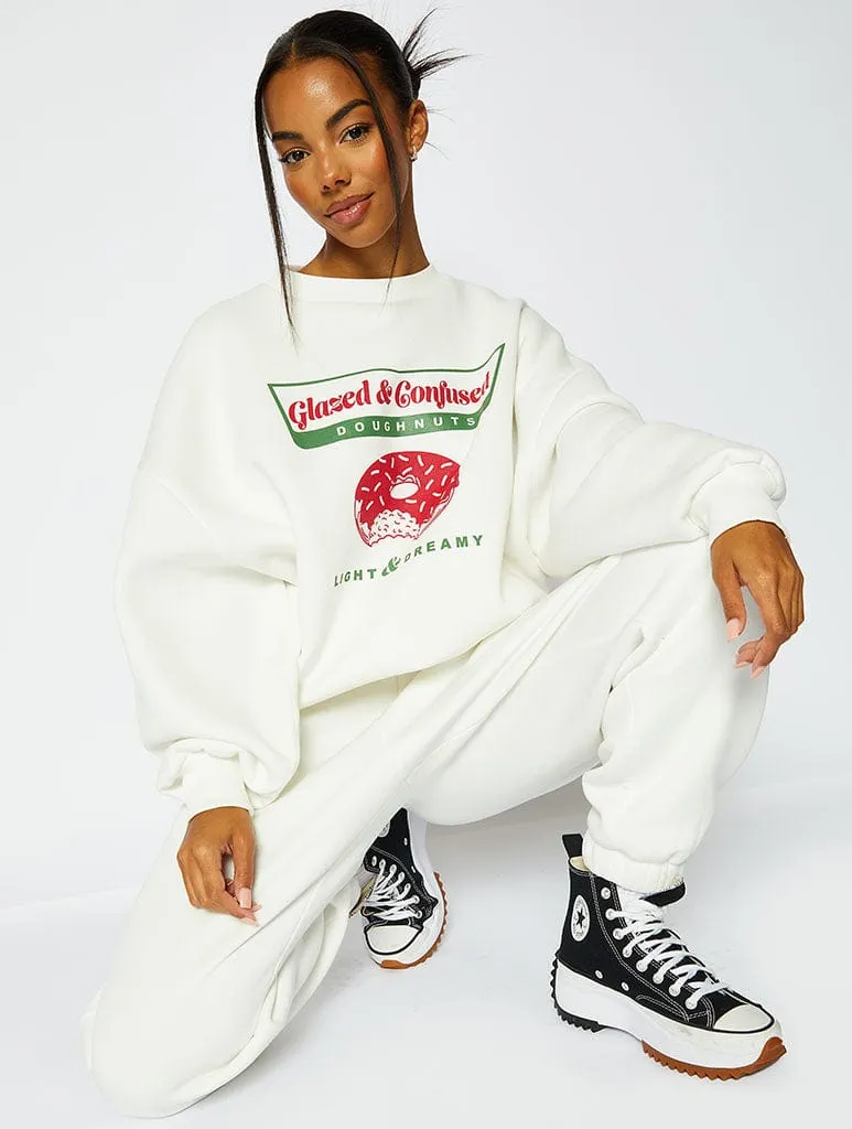 Glazed And Confused Oversized Ecru Sweatshirt sold by Skinnydip London product image thumbnail 4