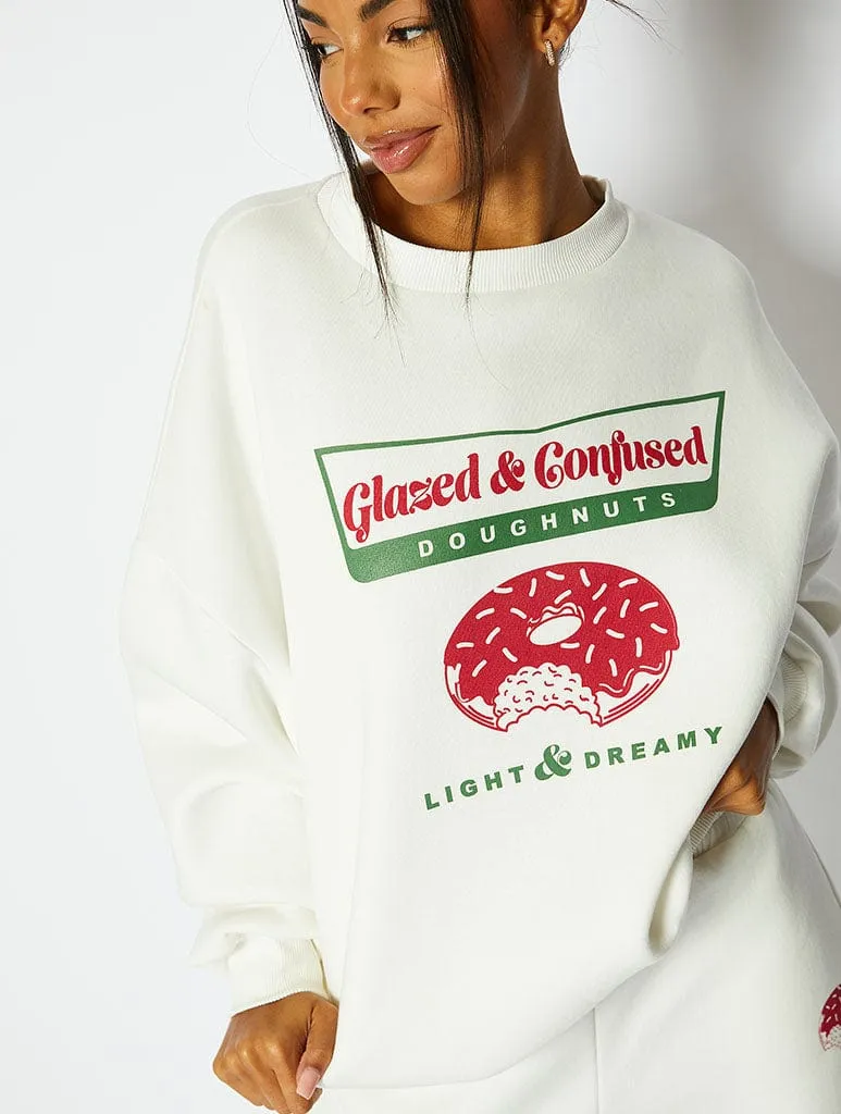 Glazed And Confused Oversized Ecru Sweatshirt sold by Skinnydip London product image thumbnail 5